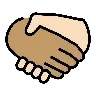 Handshake: Medium Skin Tone, Light Skin Tone Emoji 🫱🏽‍🫲🏻 image - OpenMoji style