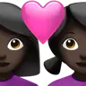 Couple With Heart: Woman, Woman, Dark Skin Tone Emoji 👩🏿‍❤️‍👩🏿 image - Apple style