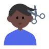 Man Getting Haircut: Dark Skin Tone Emoji 💇🏿‍♂️ image - Tossface style