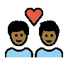 Couple With Heart: Man, Man, Medium-Dark Skin Tone Emoji 👨🏾‍❤️‍👨🏾 image - OpenMoji style