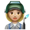 Woman Factory Worker: Medium-Light Skin Tone Emoji 👩🏼‍🏭 image - WhatsApp style