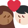 Kiss: Woman, Man, Medium-Dark Skin Tone, Light Skin Tone Emoji 👩🏾‍❤️‍💋‍👨🏻 image - Twitter / X (Twemoji) style