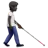 Person With White Cane Facing Right: Dark Skin Tone