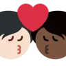 Kiss: Person, Person, Light Skin Tone, Dark Skin Tone Emoji 🧑🏻‍❤️‍💋‍🧑🏿 image - Twitter / X (Twemoji) style