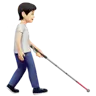 Person With White Cane Facing Right: Light Skin Tone Emoji 🧑🏻‍🦯‍➡️ image - Apple style