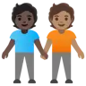 People Holding Hands: Medium Skin Tone, Dark Skin Tone Emoji 🧑🏽‍🤝‍🧑🏿 image - Google Noto Color style