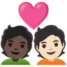 Kiss: Person, Person, Light Skin Tone, Dark Skin Tone Emoji 🧑🏻‍❤️‍💋‍🧑🏿 image - Google Noto Color style