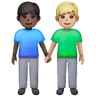 Men Holding Hands: Dark Skin Tone, Medium-Light Skin Tone Emoji 👨🏿‍🤝‍👨🏼 image - Samsung style