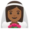 Woman With Veil: Medium-Dark Skin Tone Emoji 👰🏾‍♀️ image - Google Noto Color style