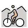 Person Mountain Biking: Medium-Light Skin Tone Emoji 🚵🏼 image - OpenMoji style