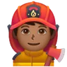 Man Firefighter: Medium-Dark Skin Tone Emoji 👨🏾‍🚒 image - Samsung style
