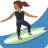 Woman Surfing: Medium-Dark Skin Tone