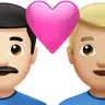 Couple With Heart: Man, Man, Light Skin Tone, Medium-Light Skin Tone Emoji 👨🏻‍❤️‍👨🏼 image - Apple style