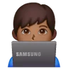 Man Technologist: Medium-Dark Skin Tone Emoji 👨🏾‍💻 image - Samsung style