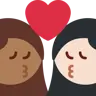 Kiss: Woman, Woman, Medium-Dark Skin Tone, Light Skin Tone Emoji 👩🏾‍❤️‍💋‍👩🏻 image - Twitter / X (Twemoji) style
