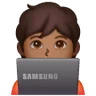 Technologist: Medium-Dark Skin Tone Emoji 🧑🏾‍💻 image - Samsung style
