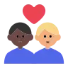 Couple With Heart: Man, Man, Dark Skin Tone, Medium-Light Skin Tone Emoji 👨🏿‍❤️‍👨🏼 image - Tossface style