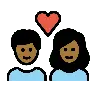 Couple With Heart: Woman, Man, Medium-Dark Skin Tone Emoji 👩🏾‍❤️‍👨🏾 image - OpenMoji style