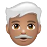 Man: Medium Skin Tone, White Hair Emoji 👨🏽‍🦳 image - WhatsApp style