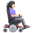 Woman In Motorized Wheelchair Facing Right: Light Skin Tone