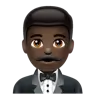Man In Tuxedo: Dark Skin Tone Emoji 🤵🏿‍♂️ image - WhatsApp style