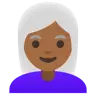 Woman: Medium-Dark Skin Tone, White Hair Emoji 👩🏾‍🦳 image - Google Noto Color style