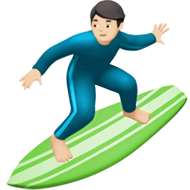 Man Surfing: Light Skin Tone