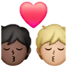 Kiss: Person, Person, Medium-Light Skin Tone, Dark Skin Tone Emoji 🧑🏼‍❤️‍💋‍🧑🏿 image - Samsung style