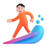 Person Surfing: Light Skin Tone Emoji 🏄🏻 image - Microsoft 3D Fluent style