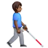 Man With White Cane Facing Right: Medium-Dark Skin Tone Emoji 👨🏾‍🦯‍➡️ image - Samsung style