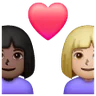 Couple With Heart: Woman, Woman, Dark Skin Tone, Medium-Light Skin Tone Emoji 👩🏿‍❤️‍👩🏼 image - Samsung style