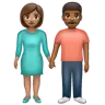 Woman And Man Holding Hands: Medium Skin Tone, Medium-Dark Skin Tone Emoji 👩🏽‍🤝‍👨🏾 image - WhatsApp style