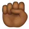 Raised Fist: Medium-Dark Skin Tone Emoji ✊🏾 image - WhatsApp style