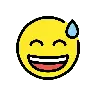 Emoji Volto sorridente con bocca aperta e sudore freddo 😅 image - OpenMoji style