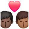 Kiss: Man, Man, Dark Skin Tone, Medium-Dark Skin Tone Emoji 👨🏿‍❤️‍💋‍👨🏾 image - Samsung style