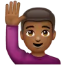 Man Raising Hand: Medium-Dark Skin Tone Emoji 🙋🏾‍♂️ image - WhatsApp style