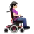 Woman In Motorized Wheelchair Facing Right: Light Skin Tone