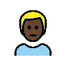 Man: Dark Skin Tone, Blond Hair Emoji 👱🏿‍♂️ image - OpenMoji style