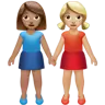 Women Holding Hands: Medium Skin Tone, Medium-Light Skin Tone Emoji 👩🏽‍🤝‍👩🏼 image - Apple style