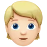 Person: Light Skin Tone, Blond Hair Emoji 👱🏻 image - Apple style