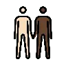 Men Holding Hands: Light Skin Tone, Dark Skin Tone Emoji 👨🏻‍🤝‍👨🏿 image - OpenMoji style