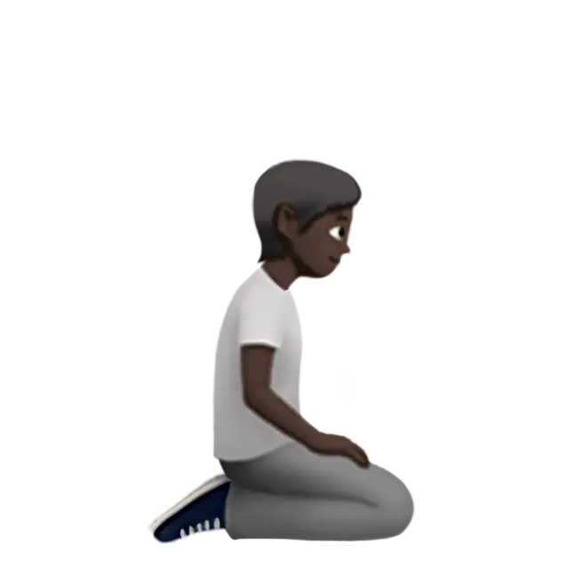 Person Kneeling Facing Right: Dark Skin Tone