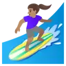 Woman Surfing: Medium Skin Tone Emoji 🏄🏽‍♀️ image - Google Noto Color style