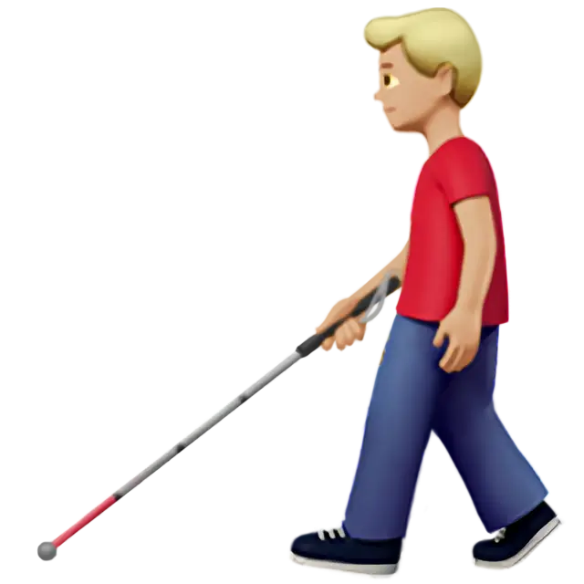 Man With White Cane: Medium-Light Skin Tone