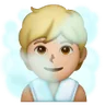 Person In Steamy Room: Medium-Light Skin Tone Emoji 🧖🏼 image - Samsung style