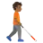 Person With White Cane Facing Right: Medium-Dark Skin Tone