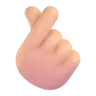 Hand With Index Finger And Thumb Crossed: Medium-Light Skin Tone Emoji 🫰🏼 image - Microsoft 3D Fluent style