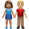 Woman And Man Holding Hands: Medium Skin Tone, Medium-Light Skin Tone Emoji 👩🏽‍🤝‍👨🏼 image - Apple style