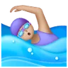 Woman Swimming: Medium-Light Skin Tone Emoji 🏊🏼‍♀️ image - Samsung style