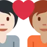 Couple With Heart: Person, Person, Light Skin Tone, Medium Skin Tone Emoji 🧑🏻‍❤️‍🧑🏽 image - Twitter / X (Twemoji) style